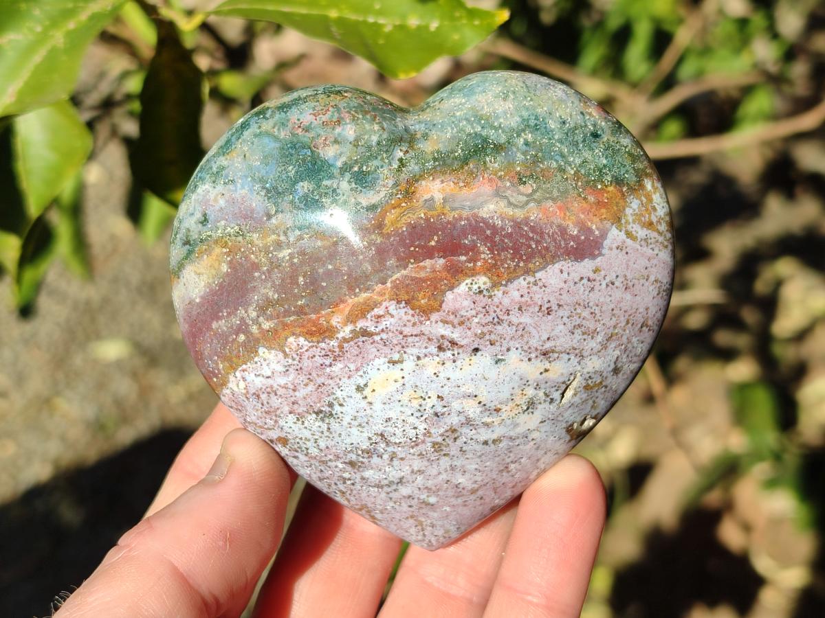 Polished Ocean Jasper Hearts x 6 From Northwest Coast, Madagascar - Toprock Gemstones and Minerals 