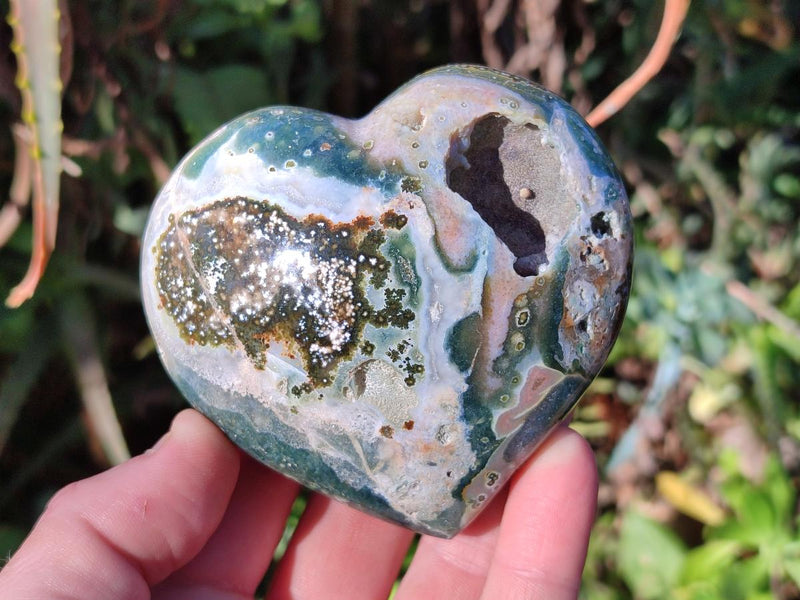 Polished Ocean Jasper Hearts x 6 From Northwest Coast, Madagascar - Toprock Gemstones and Minerals 
