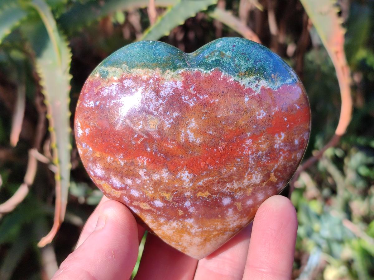 Polished Ocean Jasper Hearts x 6 From Northwest Coast, Madagascar - Toprock Gemstones and Minerals 