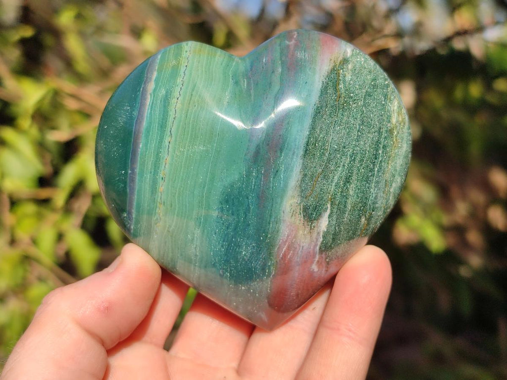 Polished Ocean Jasper Hearts x 6 From Northwest Coast, Madagascar - Toprock Gemstones and Minerals 