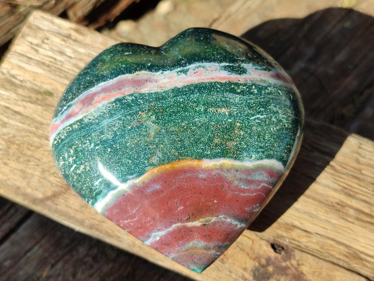 Polished Ocean Jasper Hearts x 6 From Northwest Coast, Madagascar - Toprock Gemstones and Minerals 