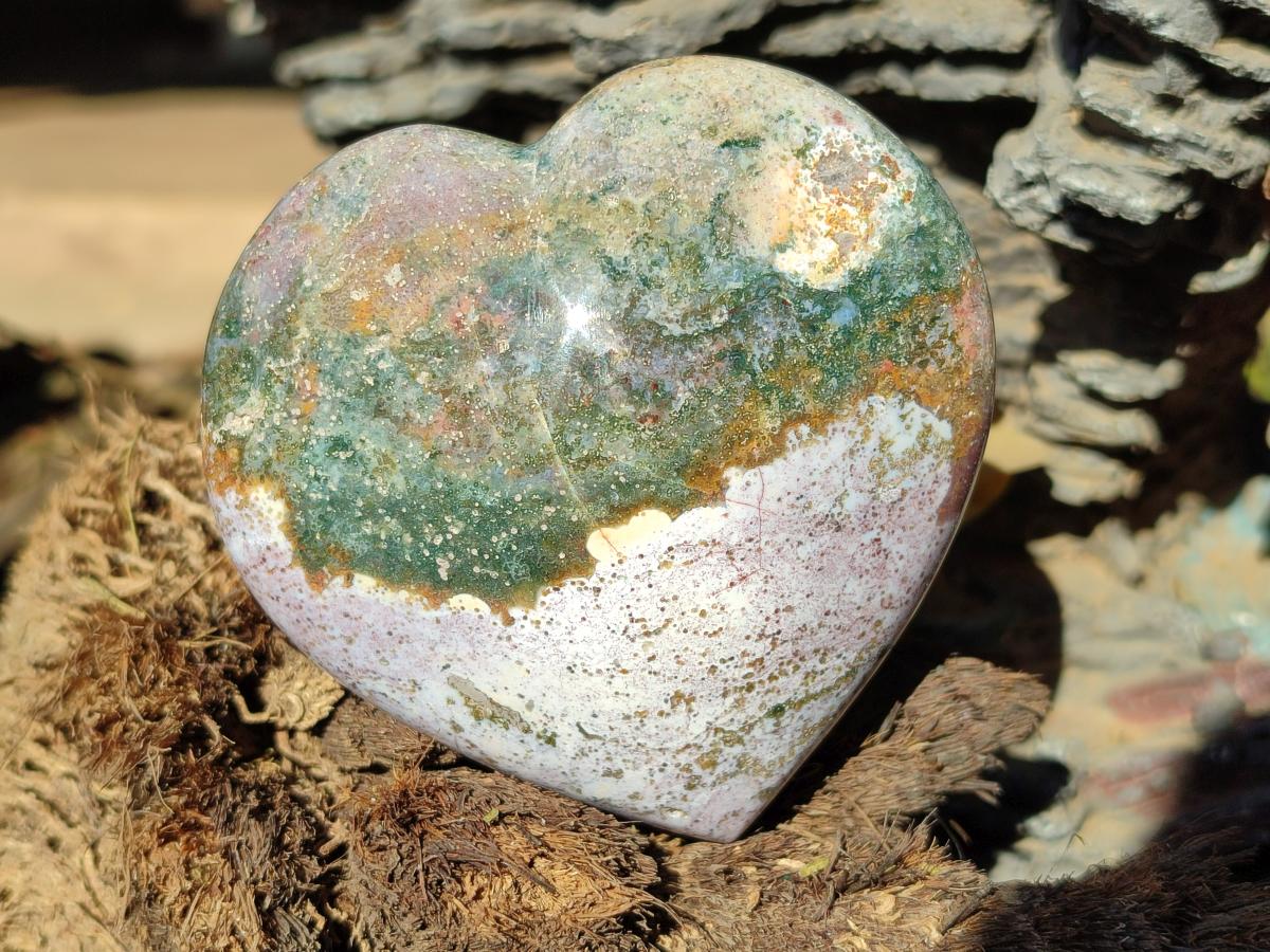 Polished Ocean Jasper Hearts x 6 From Northwest Coast, Madagascar - Toprock Gemstones and Minerals 