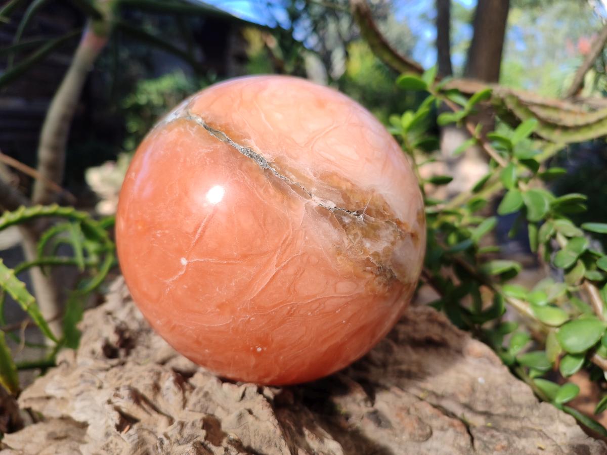Polished XL Orange Twist Calcite Sphere x 1 From Maevantanana, Madagascar - Toprock Gemstones and Minerals 