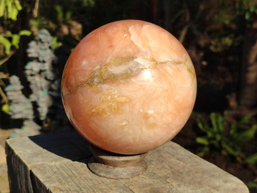 Polished XL Orange Twist Calcite Sphere x 1 From Maevantanana, Madagascar - Toprock Gemstones and Minerals 