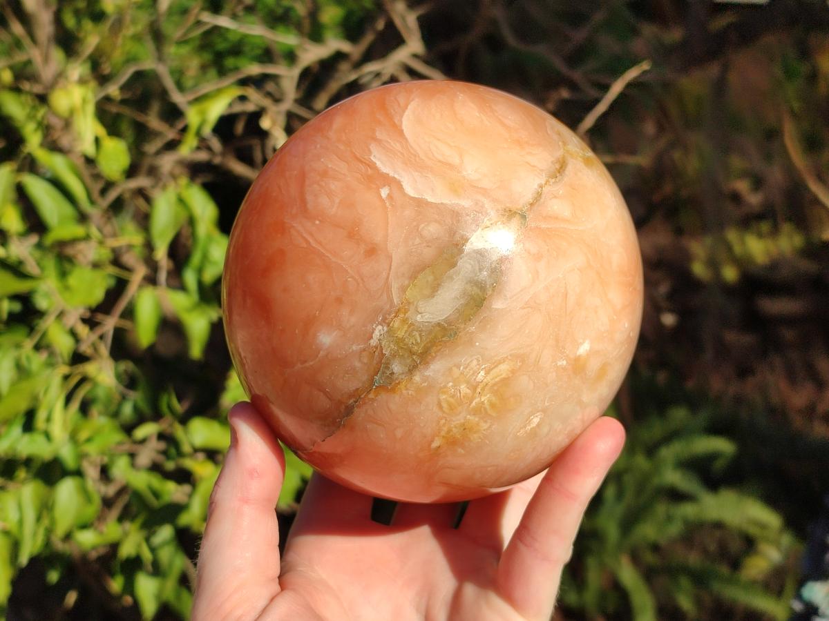 Polished XL Orange Twist Calcite Sphere x 1 From Maevantanana, Madagascar - Toprock Gemstones and Minerals 