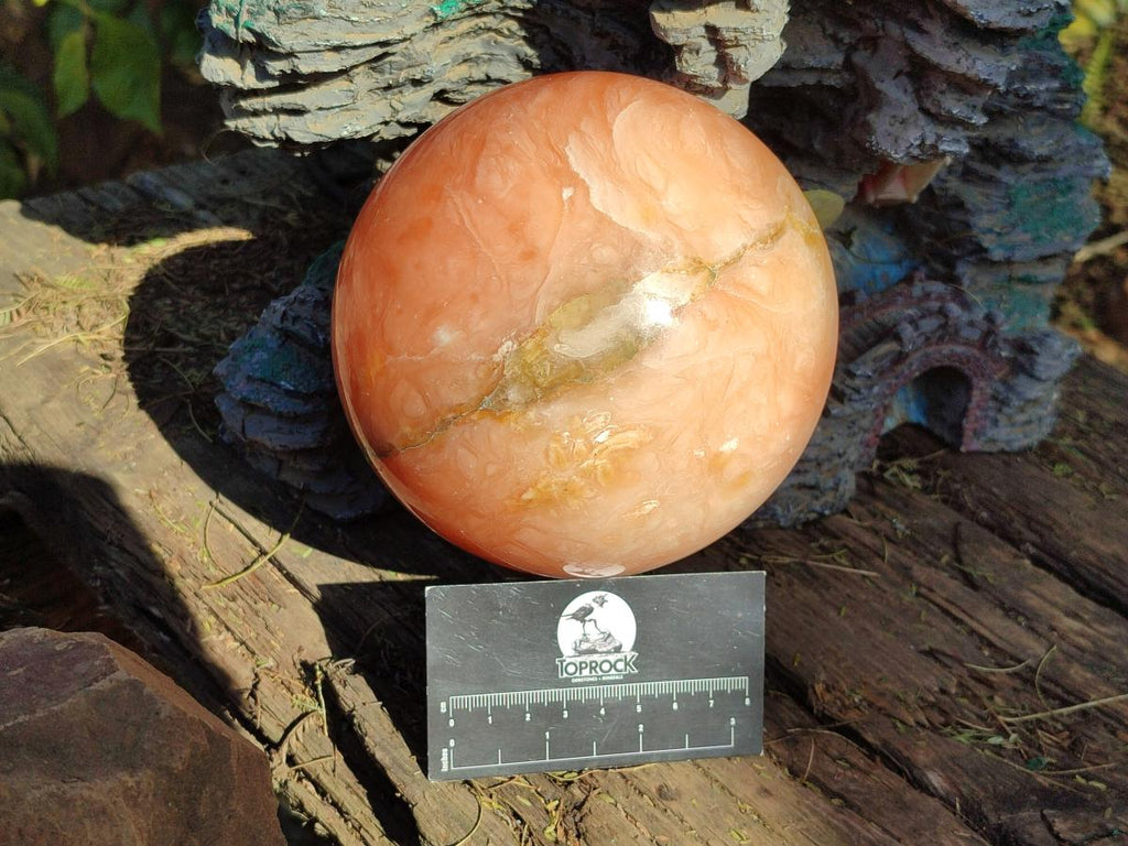 Polished XL Orange Twist Calcite Sphere x 1 From Maevantanana, Madagascar - Toprock Gemstones and Minerals 