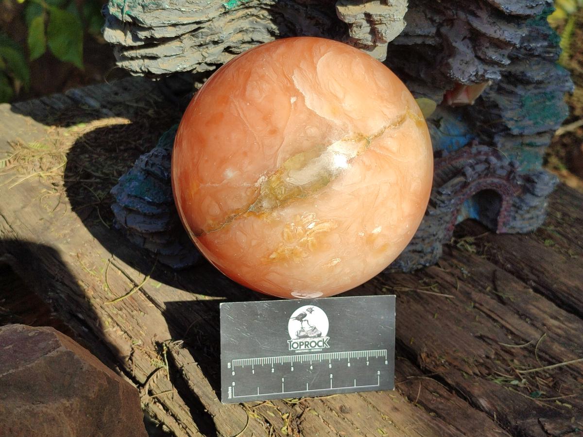 Polished XL Orange Twist Calcite Sphere x 1 From Maevantanana, Madagascar - Toprock Gemstones and Minerals 