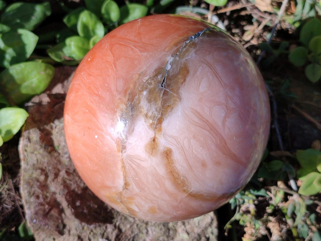 Polished XL Orange Twist Calcite Sphere x 1 From Maevantanana, Madagascar - Toprock Gemstones and Minerals 