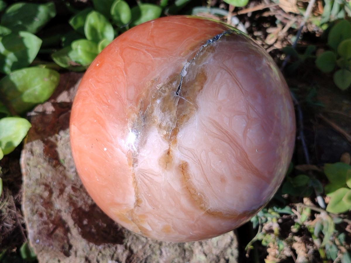 Polished XL Orange Twist Calcite Sphere x 1 From Maevantanana, Madagascar - Toprock Gemstones and Minerals 