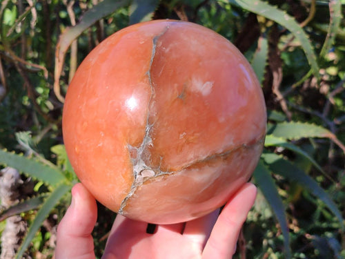 Polished XL Orange Twist Calcite Sphere x 1 From Maevantanana, Madagascar - Toprock Gemstones and Minerals 