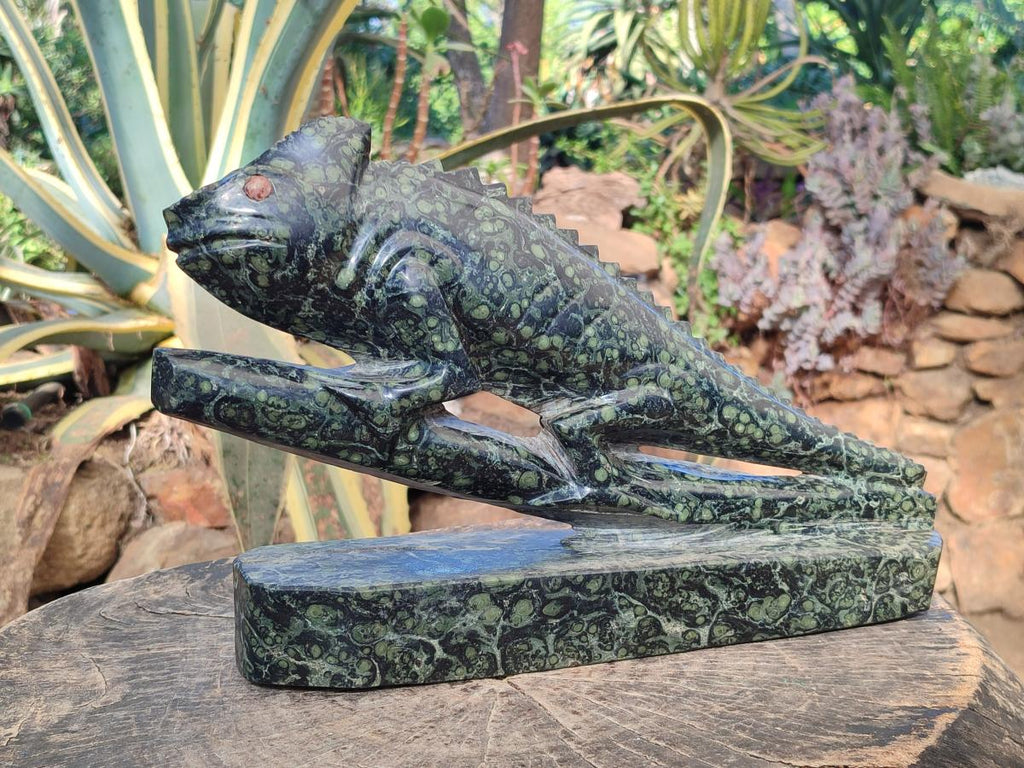Polished XL Stromatolite "Kambaba Jasper" Chameleon Carving x 1 From Katsepy, Madagascar - Toprock Gemstones and Minerals 
