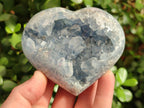 Polished Blue Celestite Geode Hearts x 2 From Sakoany, Madagascar - Toprock Gemstones and Minerals 