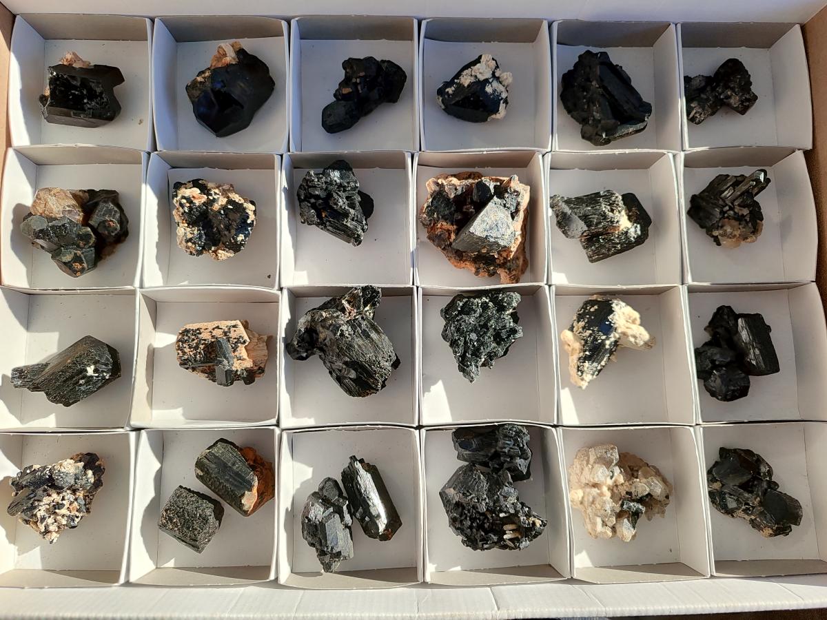 Natural Schorl Black Tourmaline with Orthoclase x 27 From Erongo, Namibia - Toprock Gemstones and Minerals 