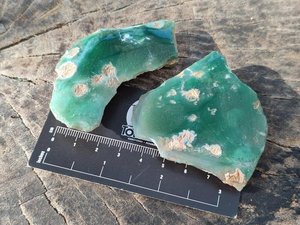 Polished On One Side Mtorolite Chrysoprase Slices x 35 From Mutorashanga, Zimbabwe - Toprock Gemstones and Minerals 