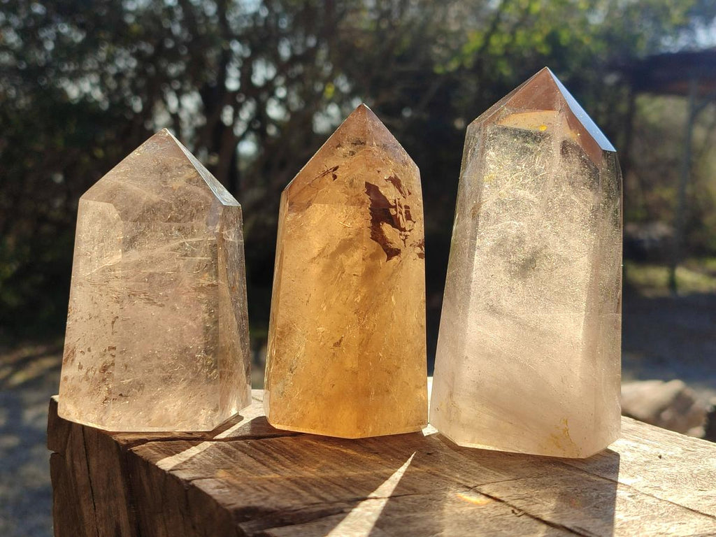 Polished Smokey Quartz Display Crystals x 3 From Madagascar - Toprock Gemstones and Minerals 