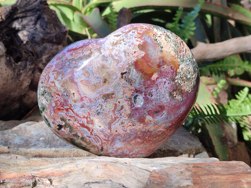 Polished XL Ocean Jasper Heart x 1 From Northwest Coast, Madagascar - Toprock Gemstones and Minerals 