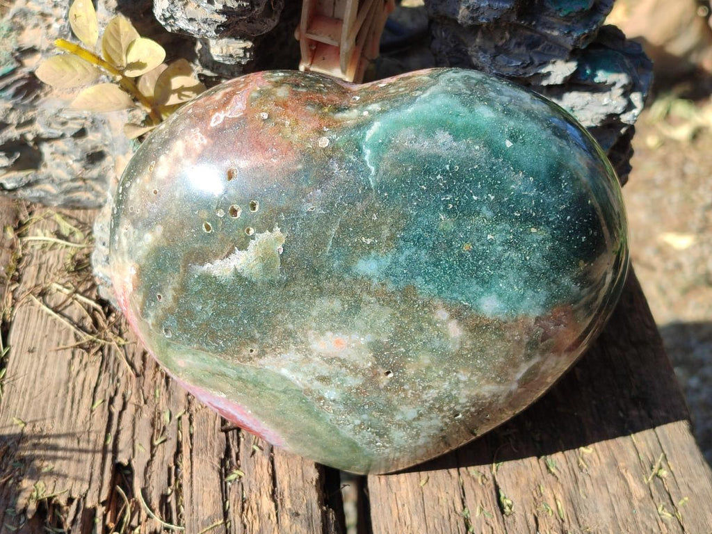 Polished XL Ocean Jasper Heart x 1 From Northwest Coast, Madagascar - Toprock Gemstones and Minerals 