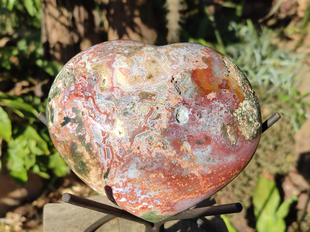 Polished XL Ocean Jasper Heart x 1 From Northwest Coast, Madagascar - Toprock Gemstones and Minerals 