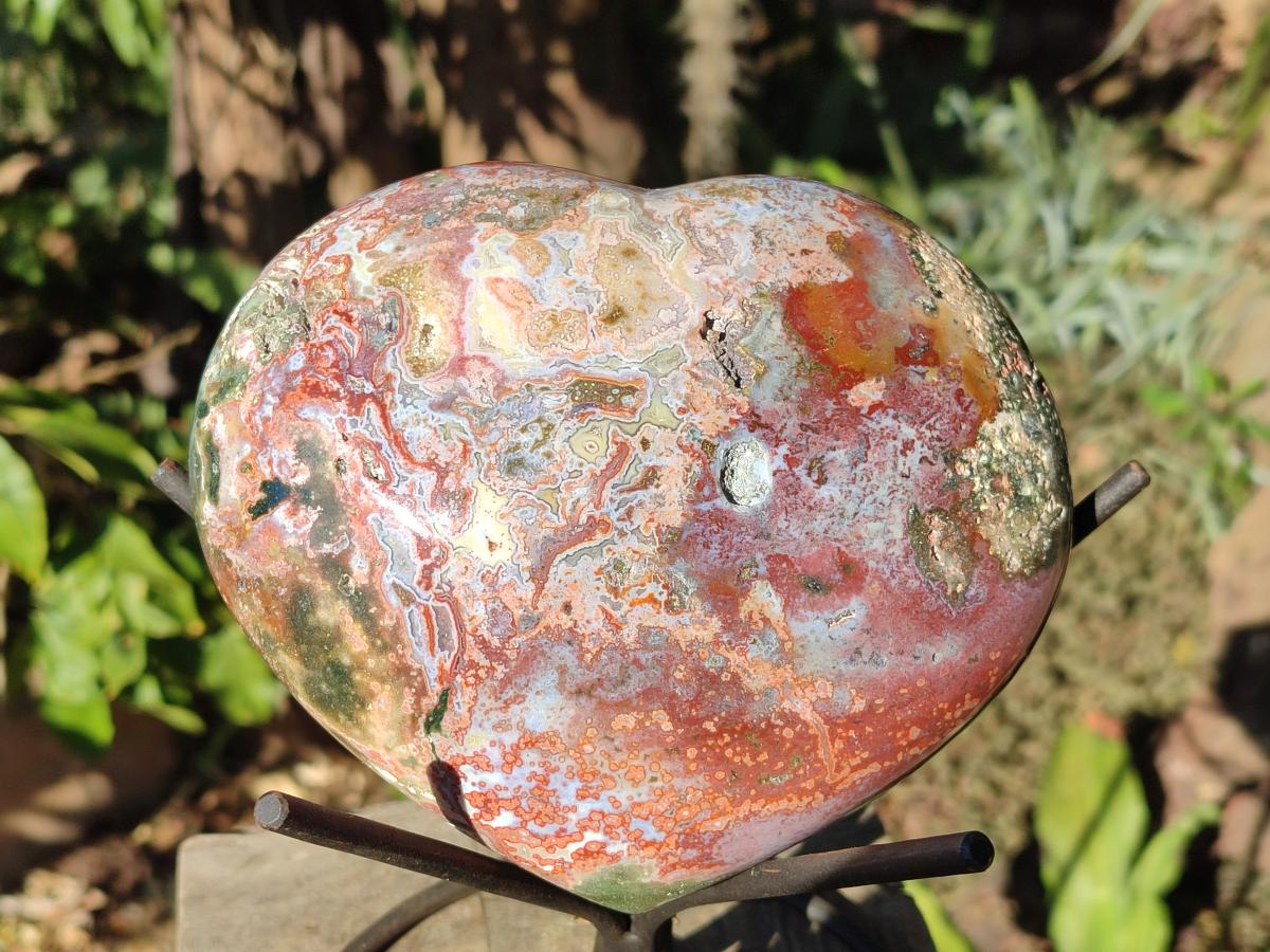 Polished XL Ocean Jasper Heart x 1 From Northwest Coast, Madagascar - Toprock Gemstones and Minerals 