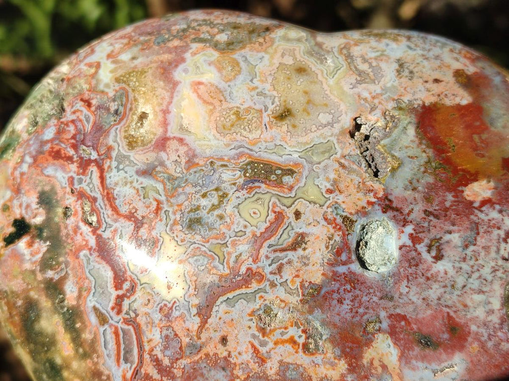 Polished XL Ocean Jasper Heart x 1 From Northwest Coast, Madagascar - Toprock Gemstones and Minerals 