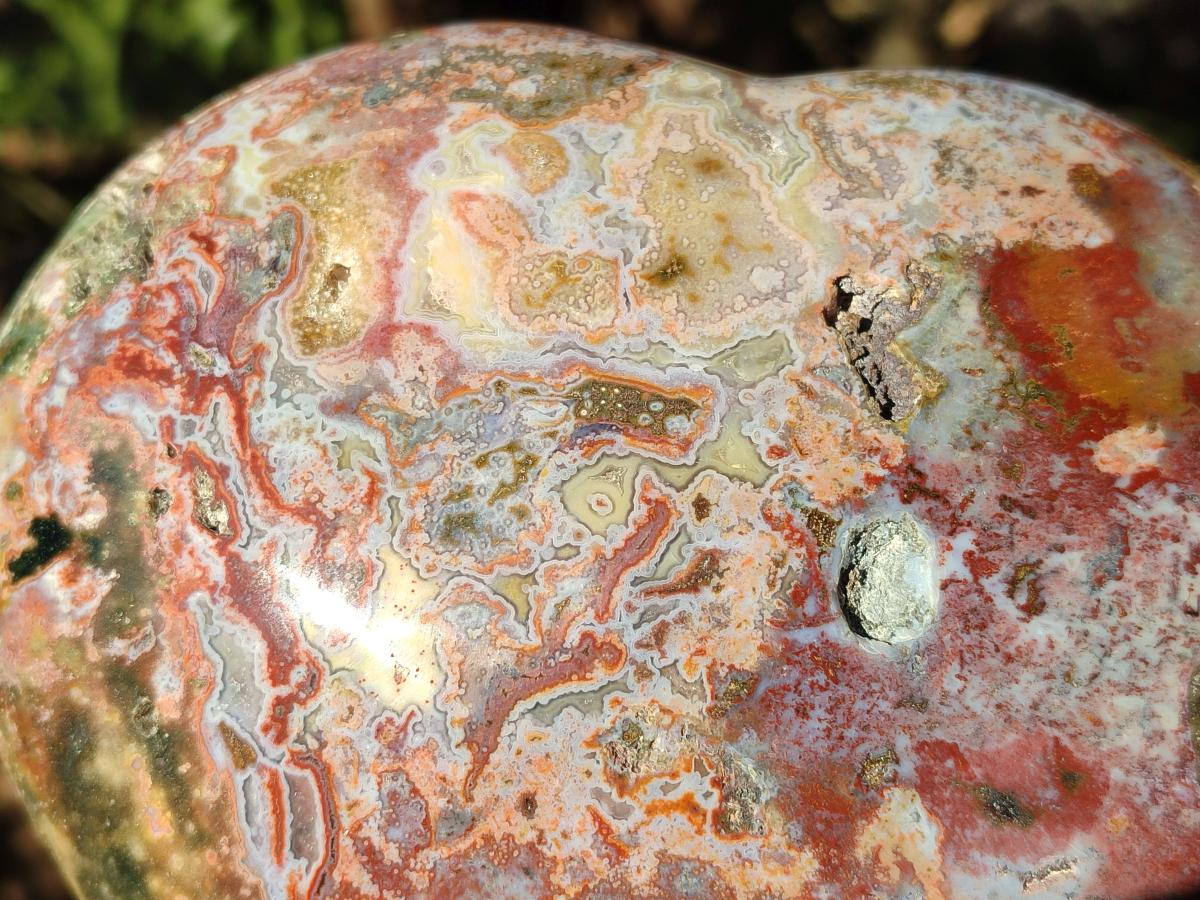 Polished XL Ocean Jasper Heart x 1 From Northwest Coast, Madagascar - Toprock Gemstones and Minerals 
