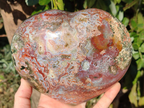 Polished XL Ocean Jasper Heart x 1 From Northwest Coast, Madagascar - Toprock Gemstones and Minerals 