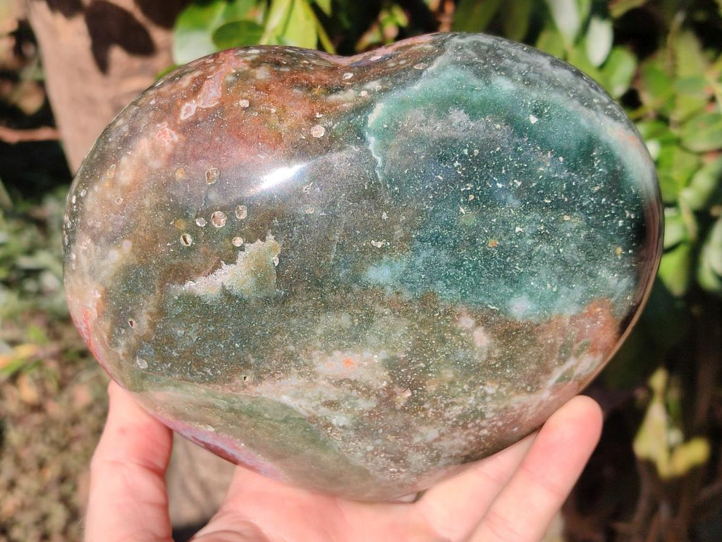 Polished XL Ocean Jasper Heart x 1 From Northwest Coast, Madagascar - Toprock Gemstones and Minerals 