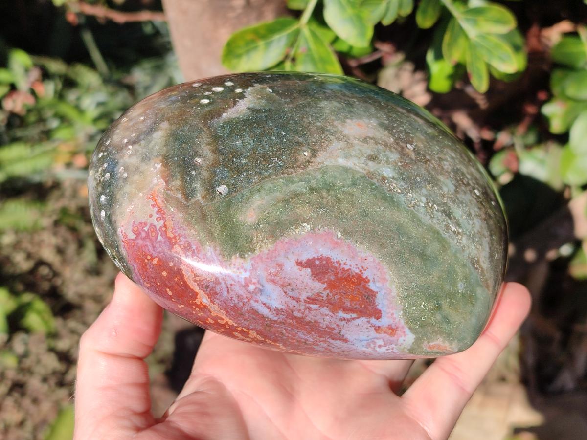 Polished XL Ocean Jasper Heart x 1 From Northwest Coast, Madagascar - Toprock Gemstones and Minerals 