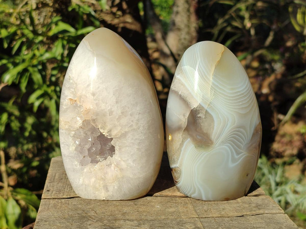 Polished Exquisite Banded Agate Display Crystals x 2 From Madagascar - Toprock Gemstones and Minerals 