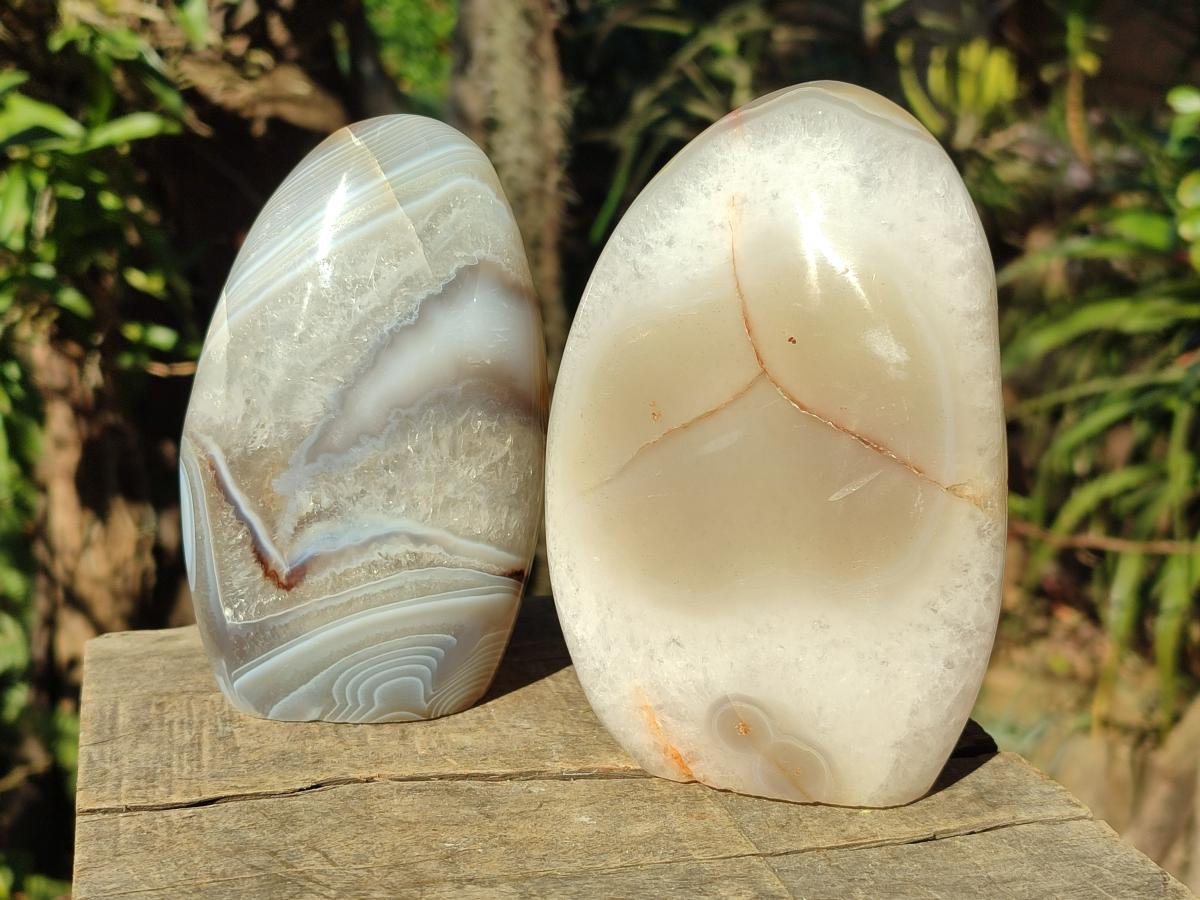 Polished Exquisite Banded Agate Display Crystals x 2 From Madagascar - Toprock Gemstones and Minerals 