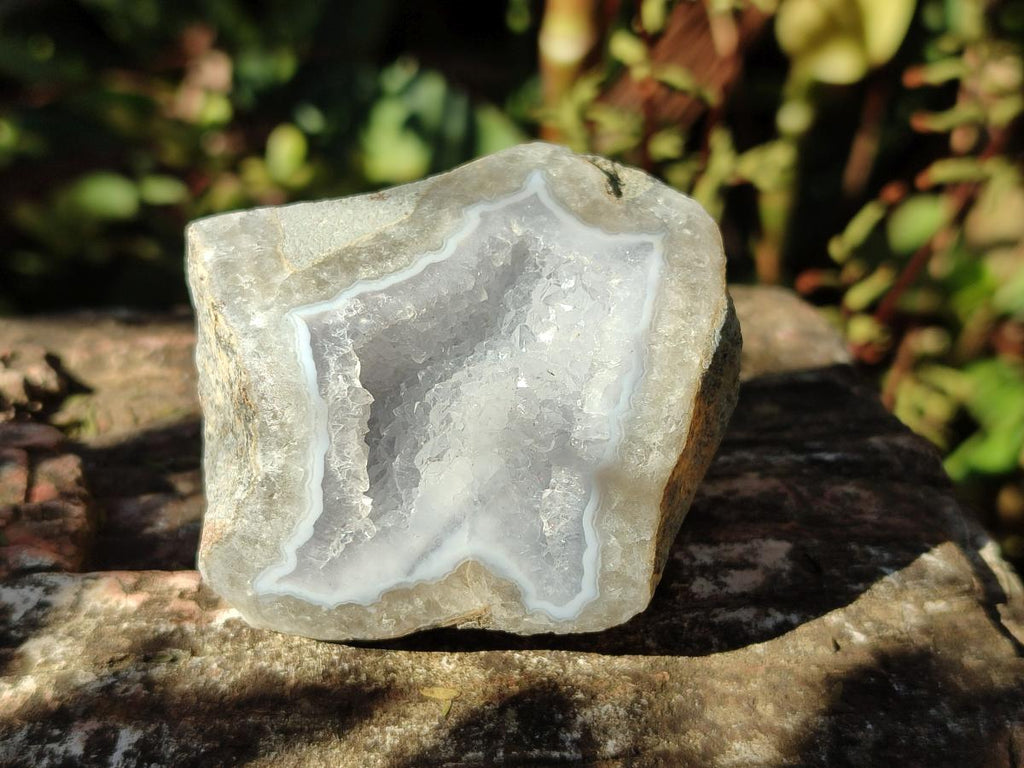 Polished On One Side Blue Lace Agate Geodes x 12 From Nsanje, Malawi - Toprock Gemstones and Minerals 