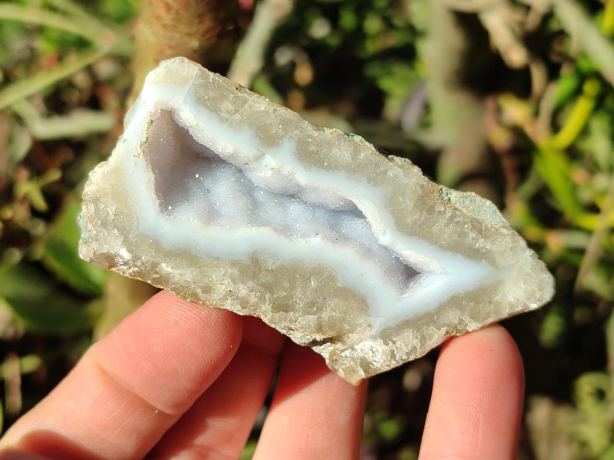 Polished On One Side Blue Lace Agate Geodes x 12 From Nsanje, Malawi - Toprock Gemstones and Minerals 