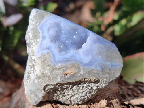 Polished On One Side Blue Lace Agate Geodes x 12 From Nsanje, Malawi - Toprock Gemstones and Minerals 