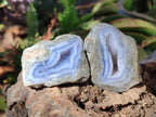 Polished On One Side Blue Lace Agate Geodes x 12 From Nsanje, Malawi - Toprock Gemstones and Minerals 