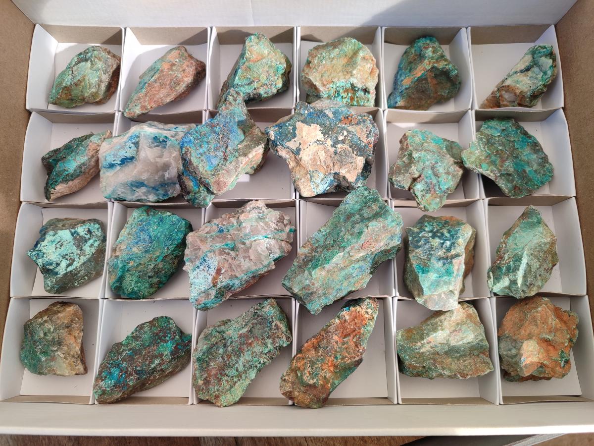 Natural Cobbed Shattuckite Specimens x 24 From Kaokoveld, Namibia - Toprock Gemstones and Minerals 