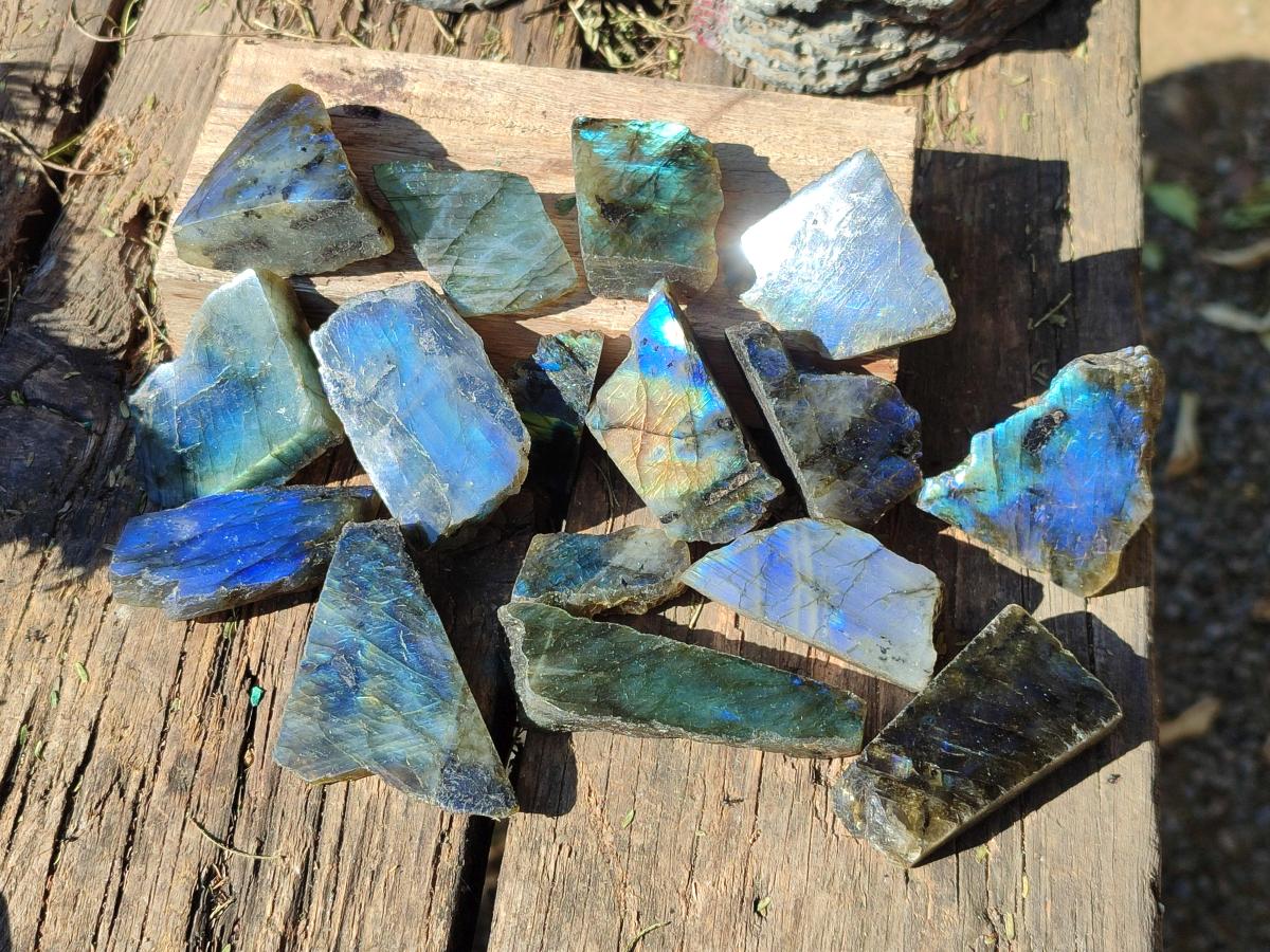 Polished Mini One Side Labradorite Display Pieces x 70 From Madagascar - Toprock Gemstones and Minerals 