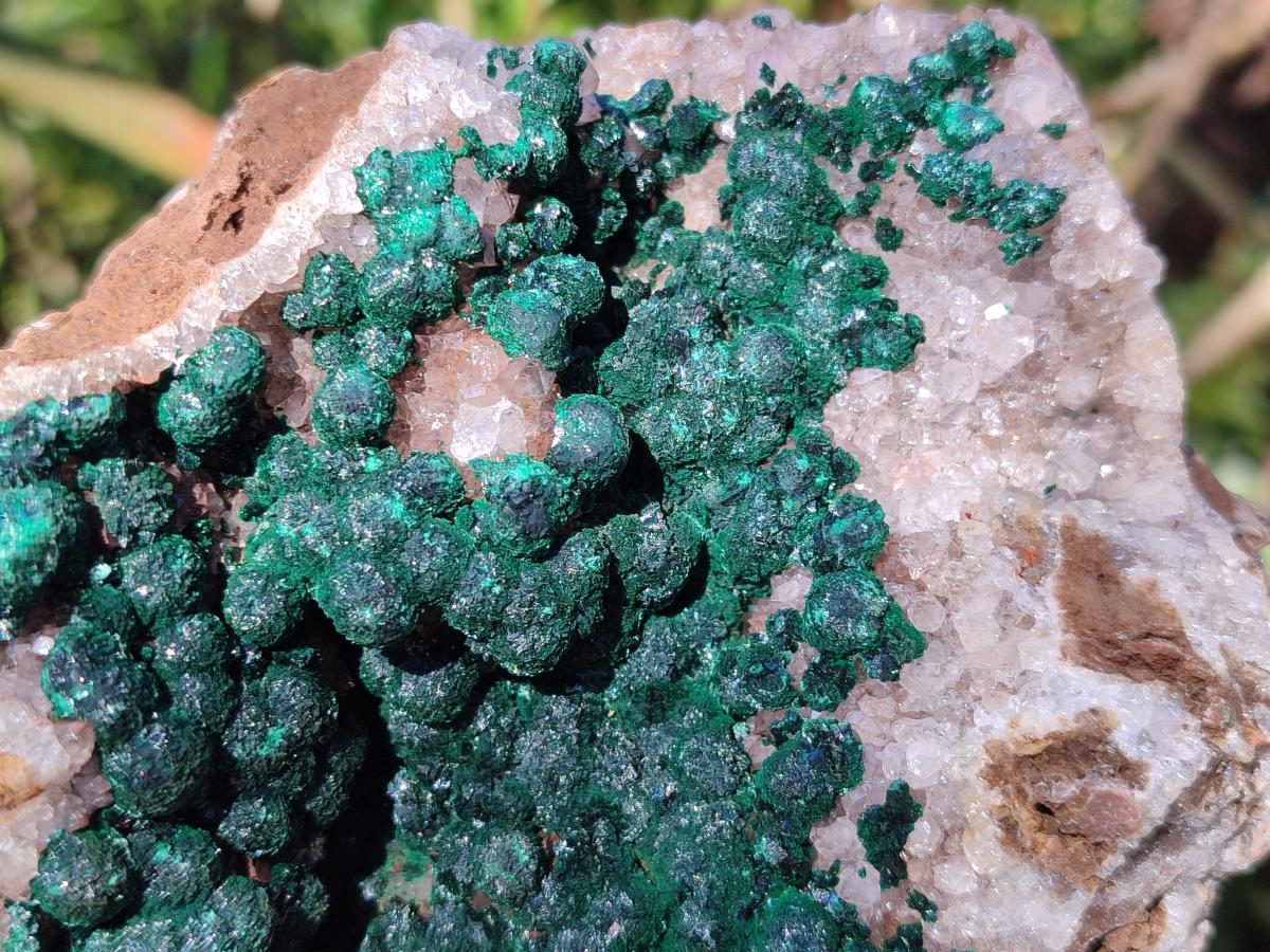 Natural Ball Malachite Specimen on White Quartz and Dolomite x 1 From Mindingi Mine, Kambove, Congo - Toprock Gemstones and Minerals 