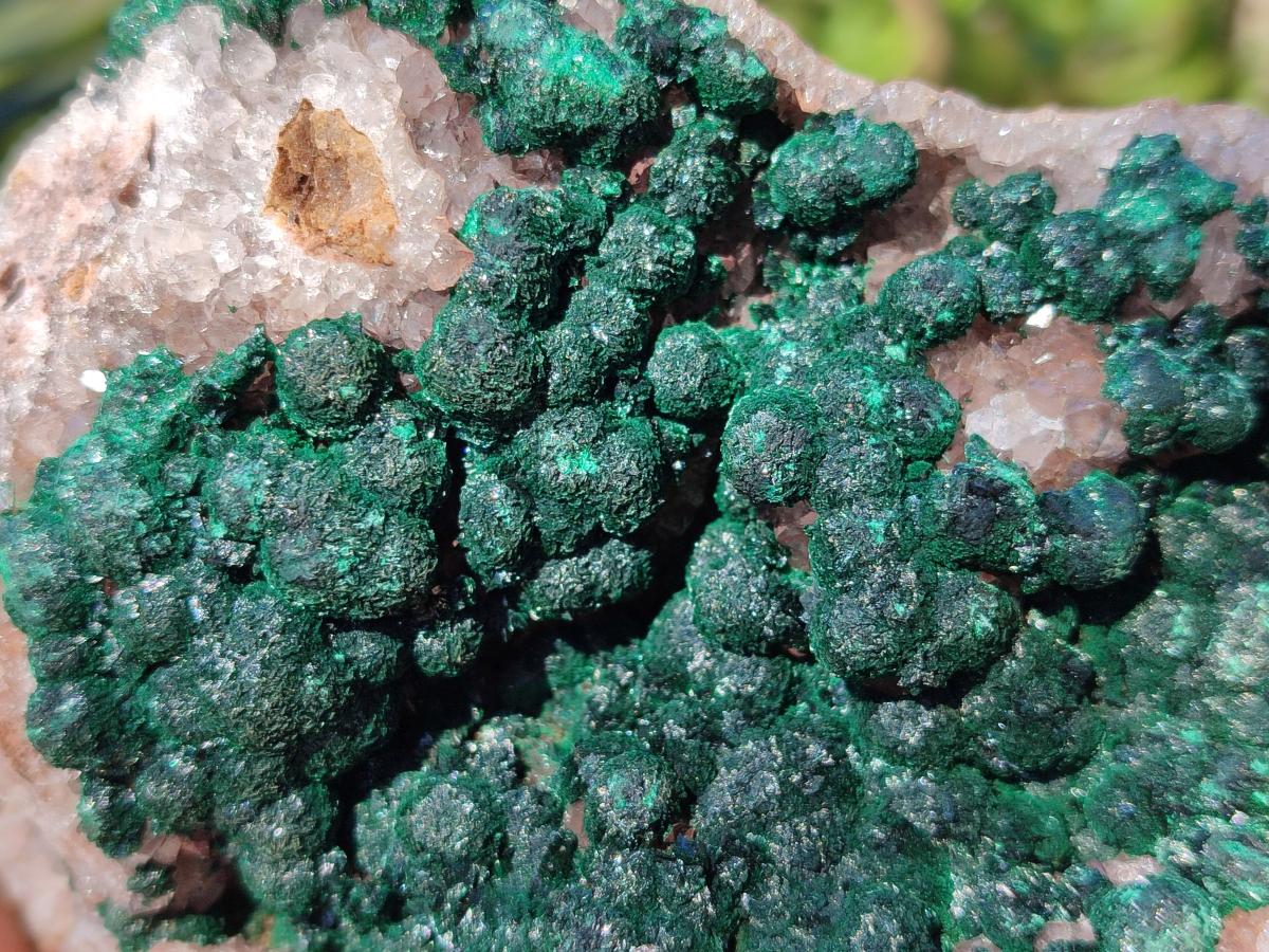 Natural Ball Malachite Specimen on White Quartz and Dolomite x 1 From Mindingi Mine, Kambove, Congo - Toprock Gemstones and Minerals 
