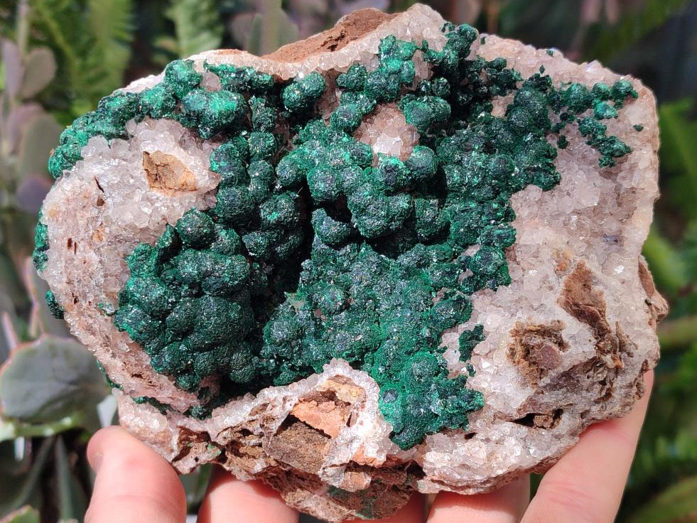 Natural Ball Malachite Specimen on White Quartz and Dolomite x 1 From Mindingi Mine, Kambove, Congo - Toprock Gemstones and Minerals 