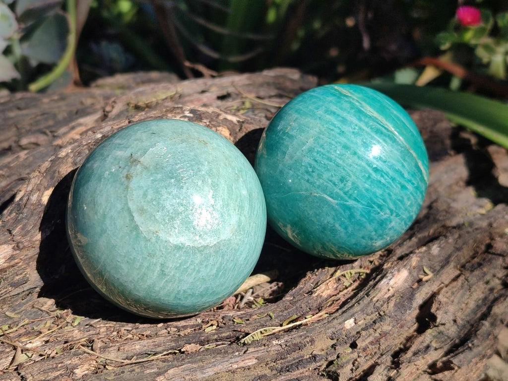 Polished Amazonite Spheres x 6 From Madagascar - Toprock Gemstones and Minerals 