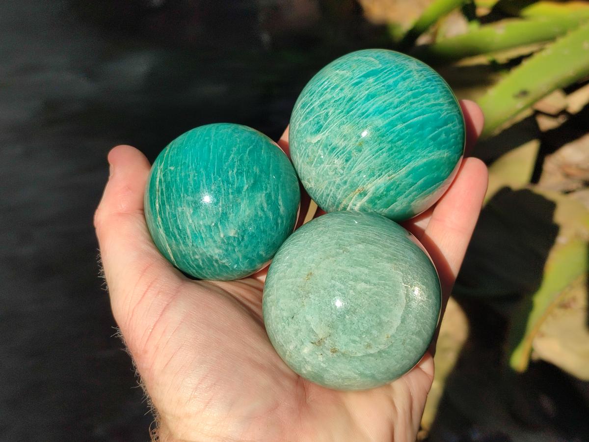 Polished Amazonite Spheres x 6 From Madagascar - Toprock Gemstones and Minerals 