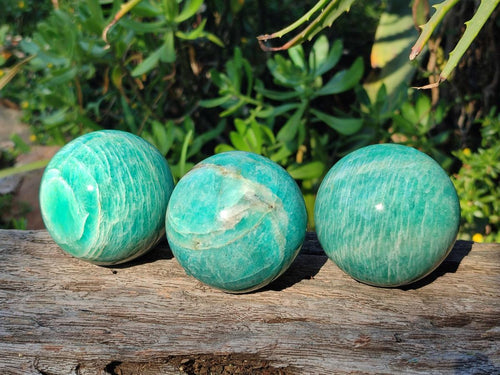 Polished Amazonite Spheres x 6 From Madagascar - Toprock Gemstones and Minerals 