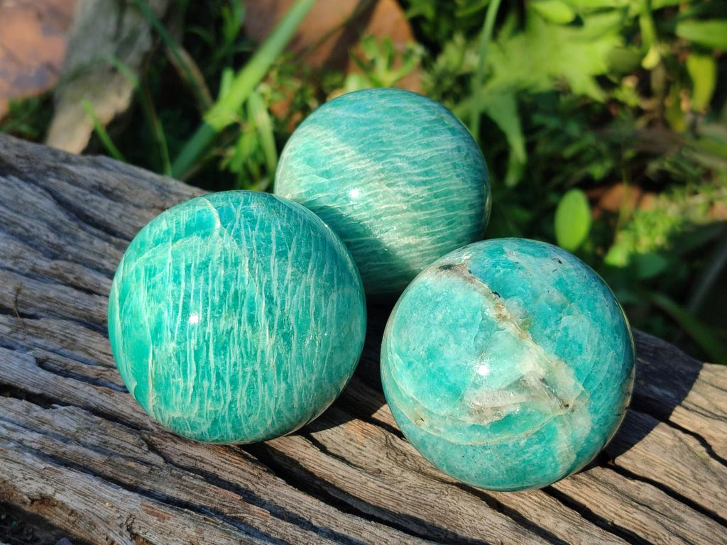 Polished Amazonite Spheres x 6 From Madagascar - Toprock Gemstones and Minerals 