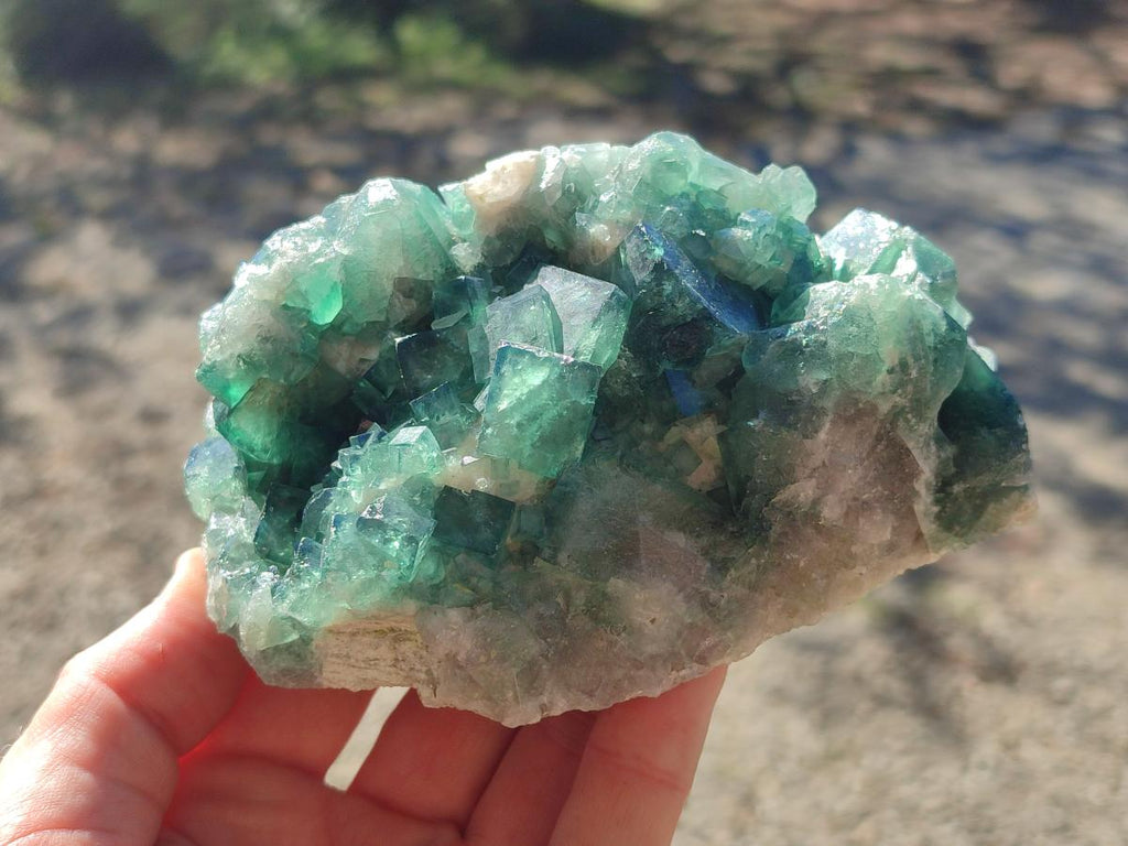 Natural Green Cubic Fluorite Specimens x 3 From Mandrosonoro, Madagascar - Toprock Gemstones and Minerals 