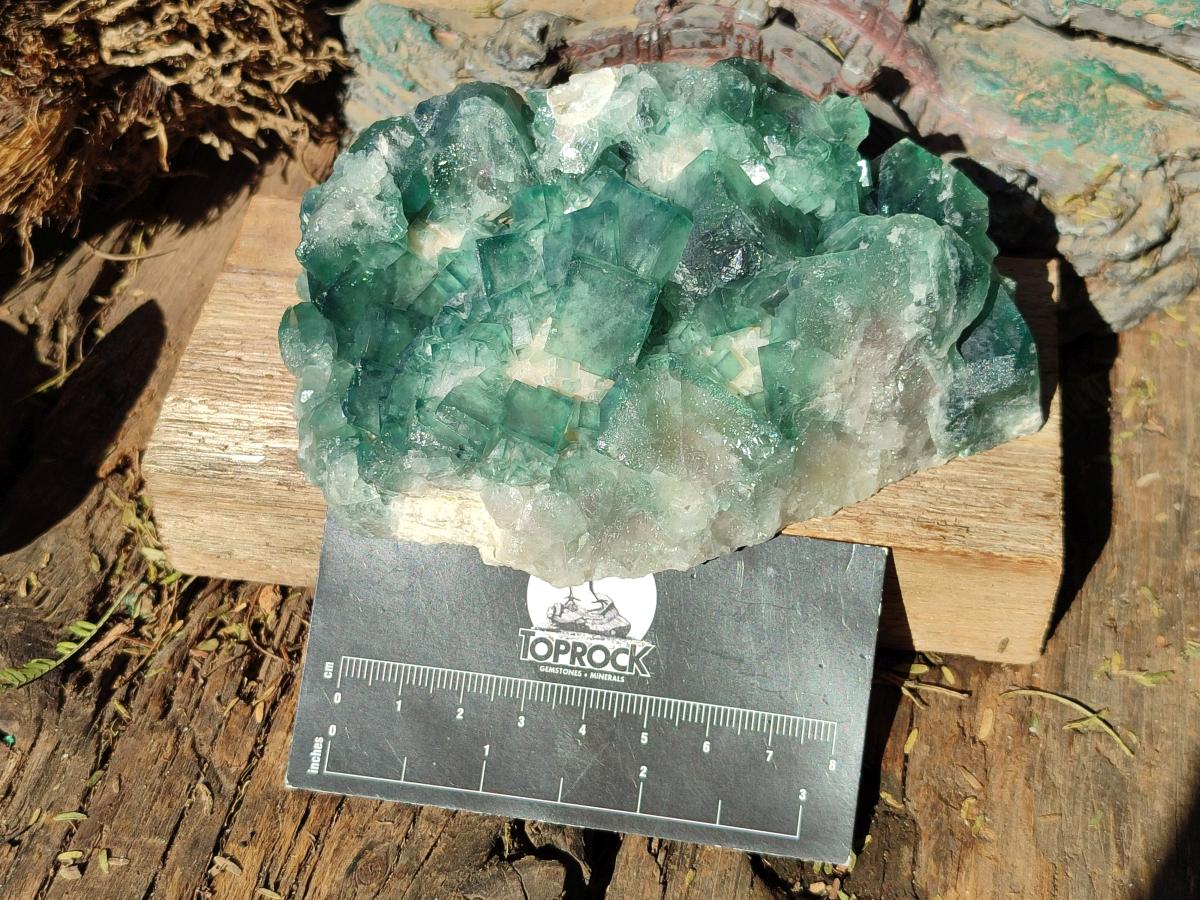 Natural Green Cubic Fluorite Specimens x 3 From Mandrosonoro, Madagascar - Toprock Gemstones and Minerals 