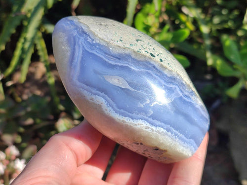 Polished Blue Lace Agate Standing Display Pieces x 2 From Nsanje, Malawi - Toprock Gemstones and Minerals 