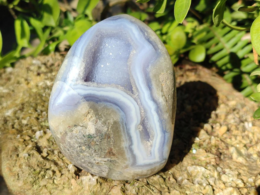 Polished Blue Lace Agate Standing Display Pieces x 2 From Nsanje, Malawi - Toprock Gemstones and Minerals 