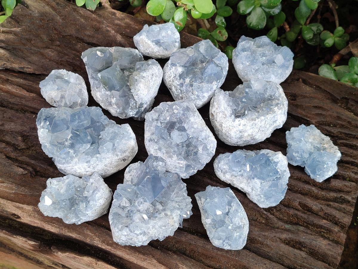 Natural Blue Celestite Specimens x 16 From Sakoany, Madagascar - Toprock Gemstones and Minerals 