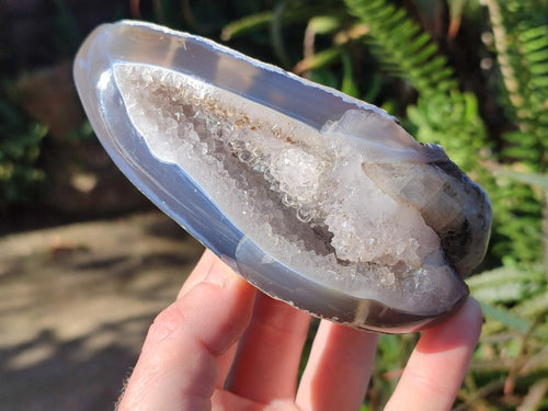 Polished Crystalline Agate Geodes x 2 From Maintirano, Madagascar - Toprock Gemstones and Minerals 