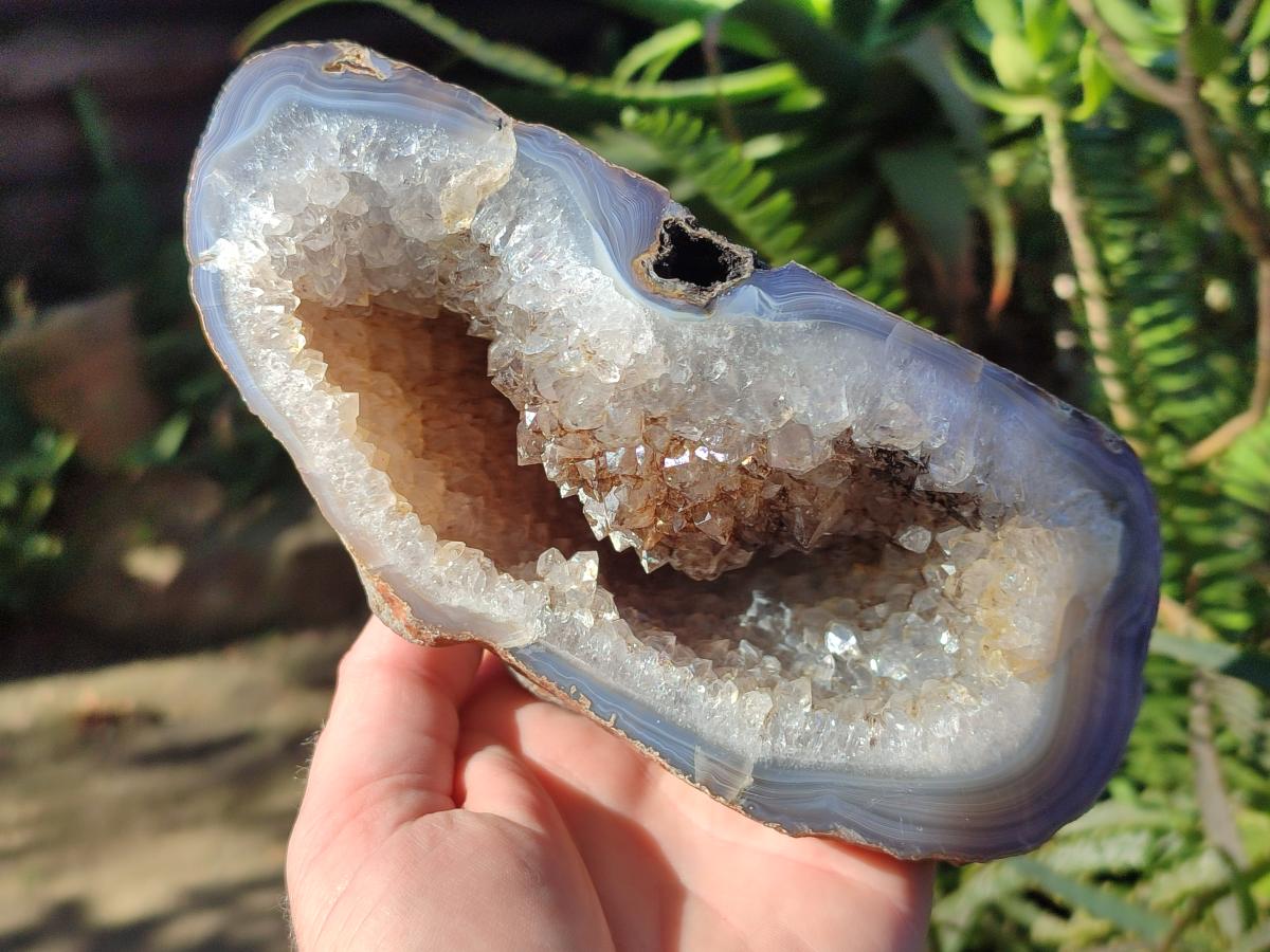 Polished Crystalline Agate Geodes x 2 From Maintirano, Madagascar - Toprock Gemstones and Minerals 